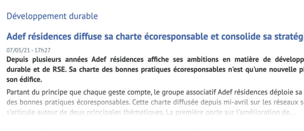 Démarche développement durable