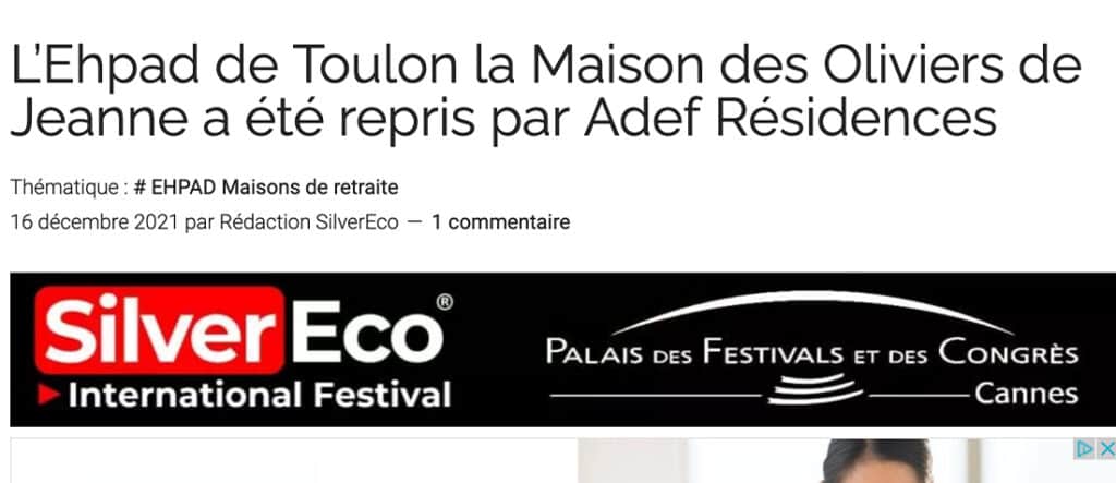 Maison de retraite médicalisée pour personnes âgées à Toulon dans le 83.